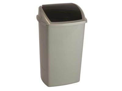 Affaldsspand 50 liter grå plast m/sort svinglåg