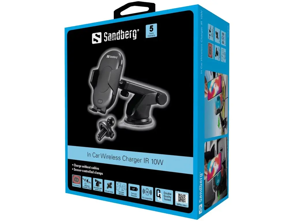 Billader/holder Sandberg trådløst 10W sort