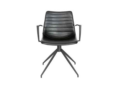 Konferencestol med armlæn | Ventus Down | Sort PU | Sort stel