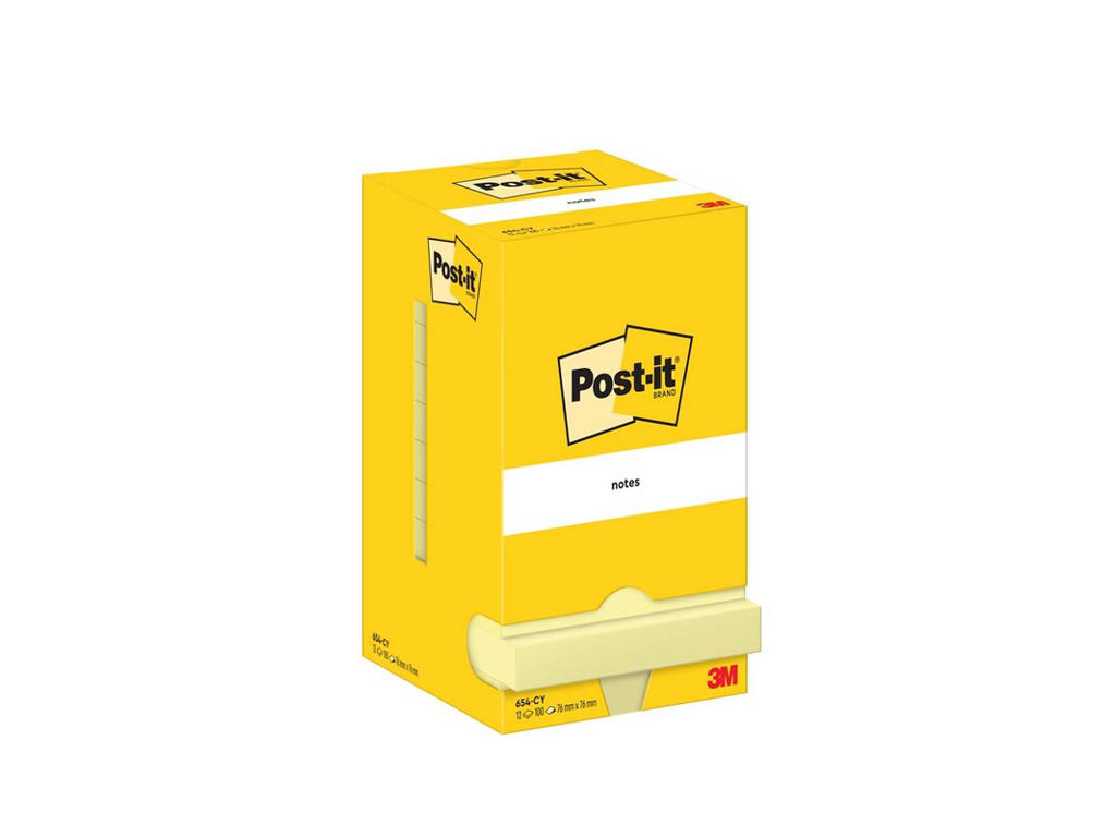 Post-it 76x76mm Canary gul 12 blokke (654)