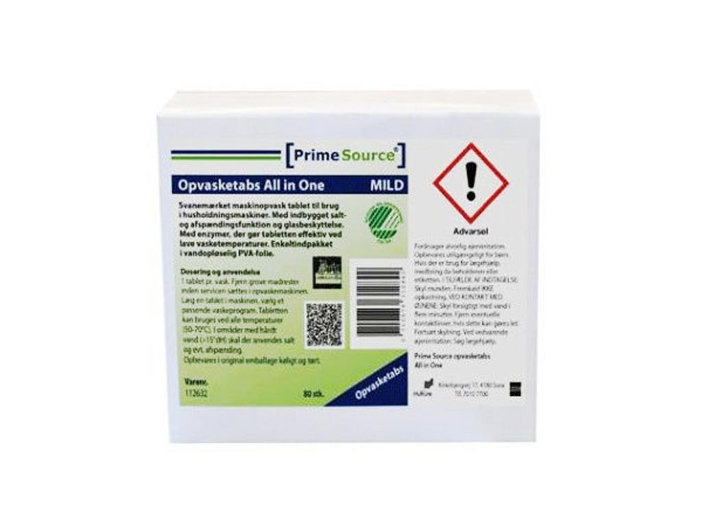 Opvasketabs Prime Source mild all-in-one 80 stk