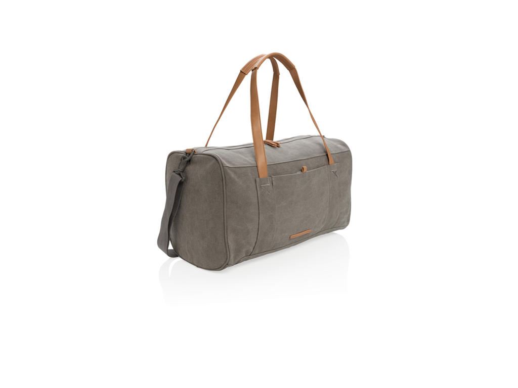 Rejse/weekendtaske i PVC fri kanvas, grå
