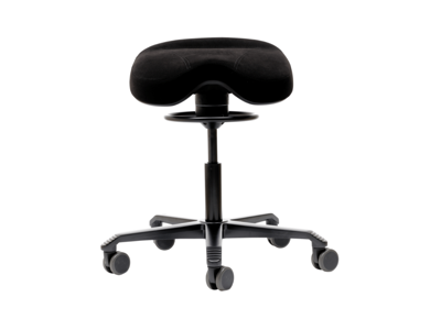 Ergonomisk kontrstol | Sadelstol | Activo | Sort alcantara, medium 56-76 cm