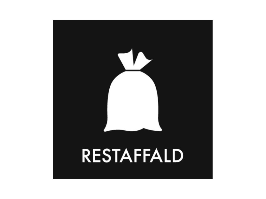 Affaldspiktogram Restaffald | 12x12cm | Selvklæbende Folie | Sort