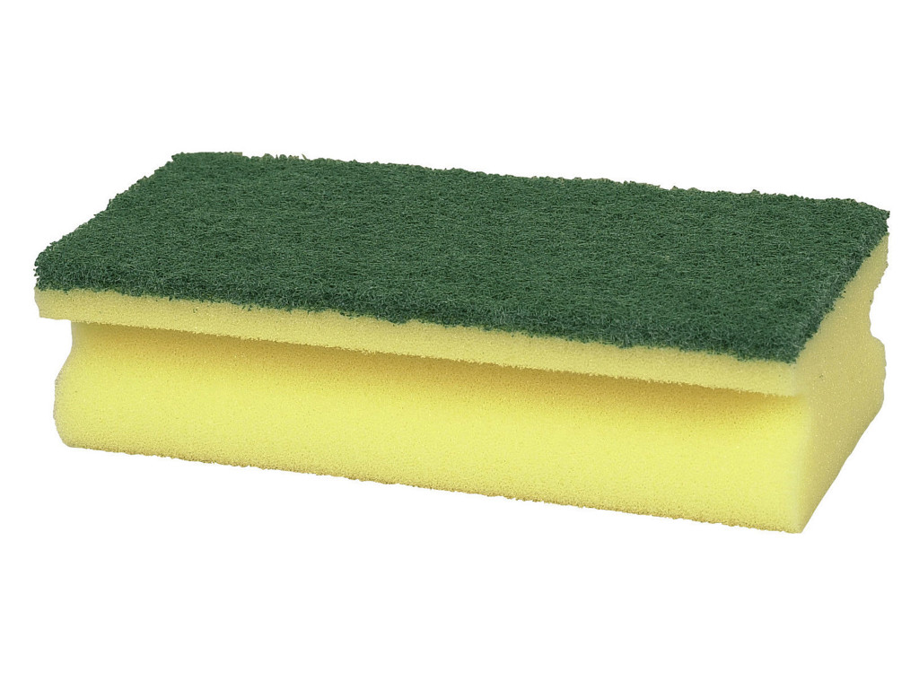 Skuresvamp grov grøn/gul 15x7 cm