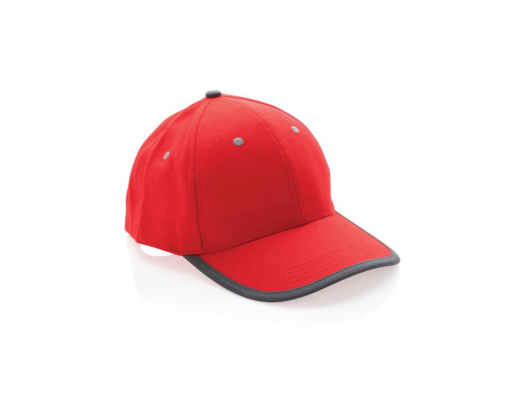 Impact Aware&trade; Børstet Rcotton 6 Panel Kontrast cap 280gr, rød