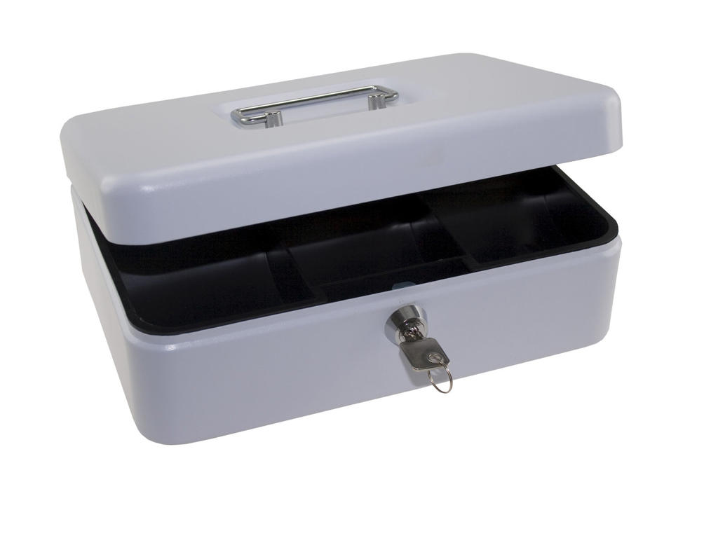 Pengekasse med 6 møntrum 90x180x250mm hvid