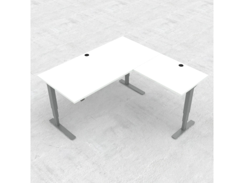 Hæve-/ Sænkebord 160x160 cm hvi med Sølv Stel