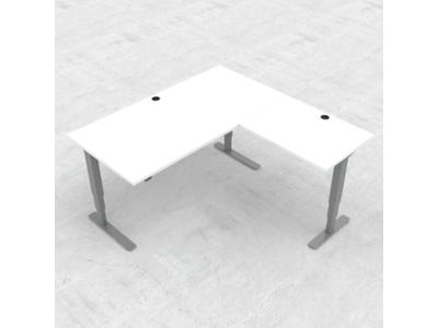 Hæve-/ sænkebord 160x160 cm hvi med sølv stel