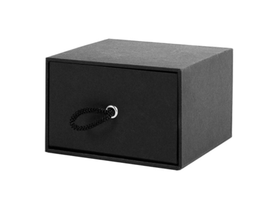 Gaveæske med skuffe | 9,5x9,5x6 cm | Sort | Kraftig pap | 50 stk