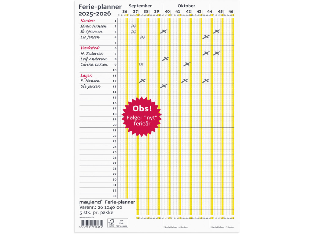 Ferie Planner 2025/2026