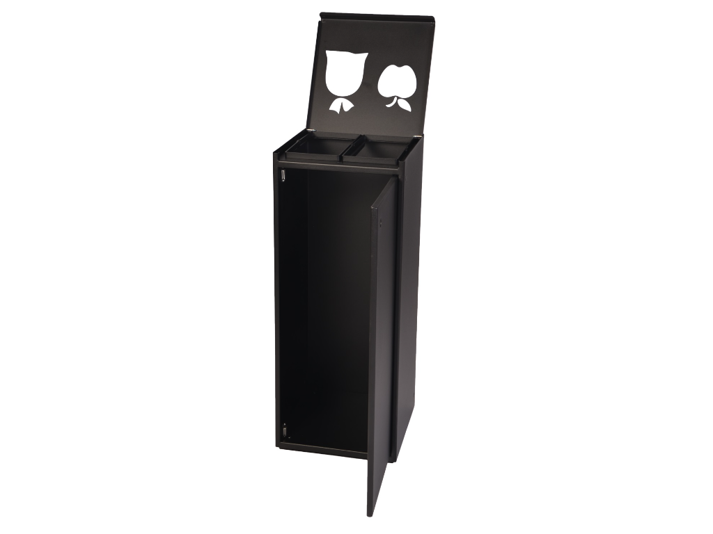 Affaldsstativ 2x60L restaffald/madaffald sort